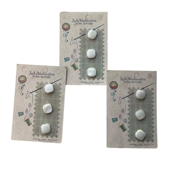 New Old Stock VTG 1940's Lady Washington Baby Pearls Buttons Lot of 9 Made USA - Picture 1 of 5